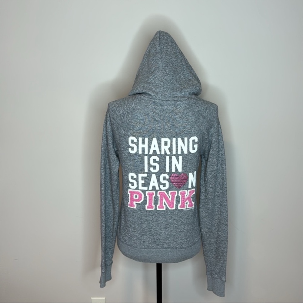 PINK Victoria's Secret Gray Hoodie with Pink Accents